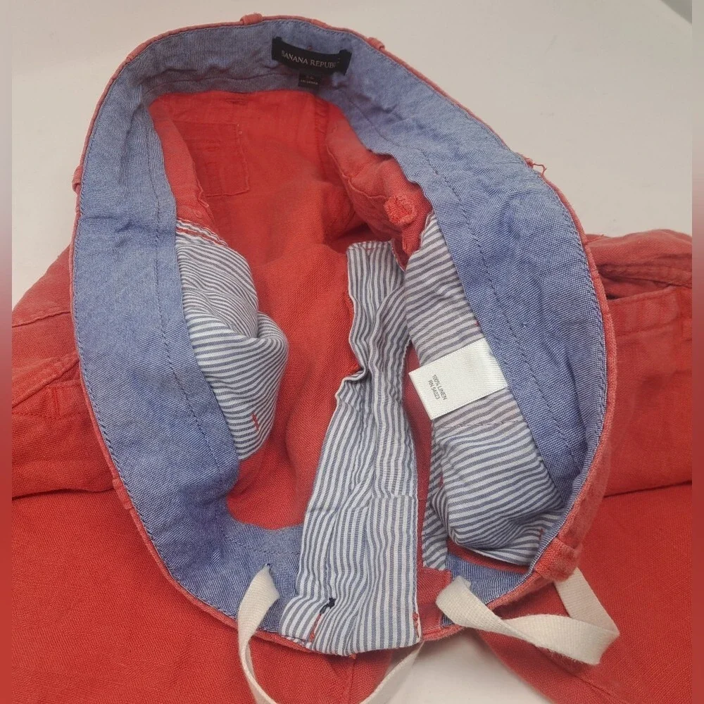 Banana Republic Men's Shorts 100% Linen Orange Drawstring HQ Size 36 Actual 38